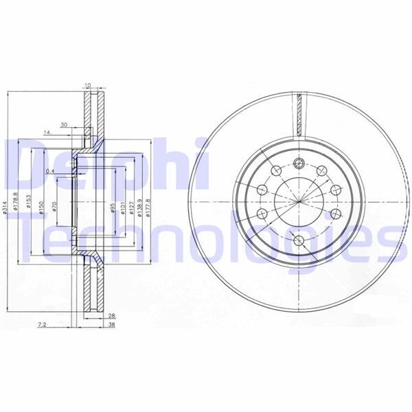 ÖN FREN DİSKİ OPEL VECTRA C 2.8-3.0 03 08 314x45x7 HAVALI
