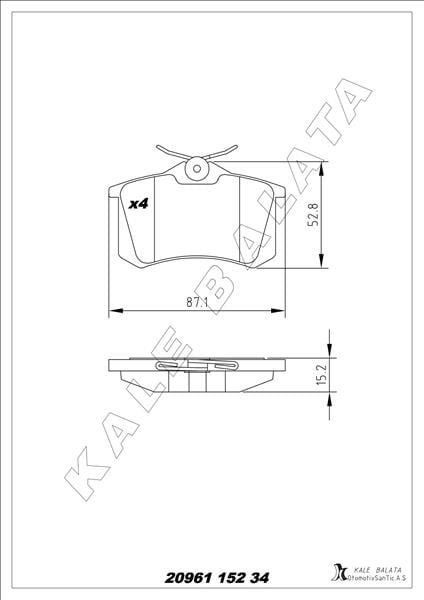 ARKA BALATA MGN II-LGN-GOLF III-IV-PASSAT III-POLO-C3-C4-P307-AUDI A3-A4 87x52.9x15mm