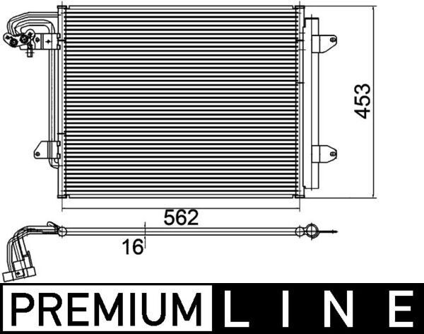 KLİMA KONDENSERİ KURUTUCU İLE CADDY III-TOURAN 03-09 1.4-1.6-1.9-2.0TDI 550x443 x16