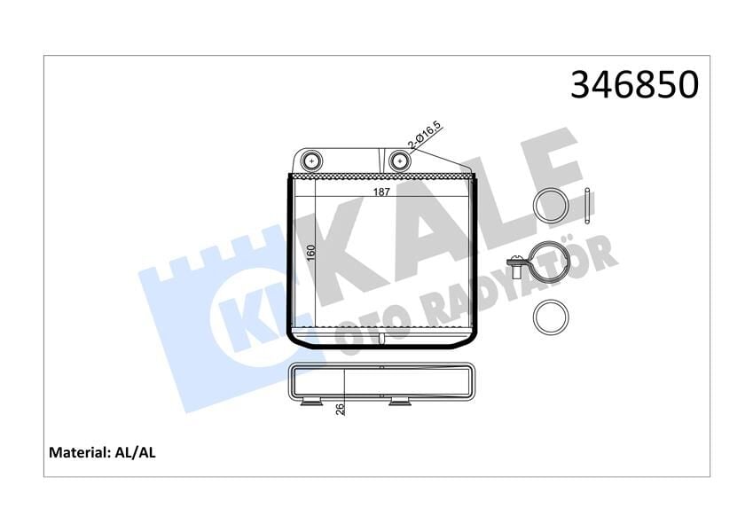 KALORİFER RADYATÖRÜ CORSA D 06 CORSA E 14 ADAM 14 MITO-DOBLO III-LINEA-FIORINO-PRATICO- GRANDE PUNTO 1.2-1.3-1.4 268700 BORUSUZ TİP