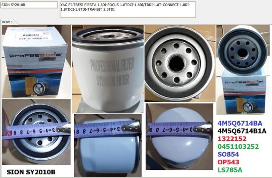 YAĞ FİLTRESİ FIESTA 1.8DI-FOCUS 1.8TDCI-1.8DI/TDDİ-1.8T-CONNECT 02 14 1.8TDCI TRANSIT T15-T12 2.5TD 95 01