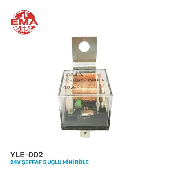 MİNİ ROLE 24V 5 UÇLU 40Ah LED Lİ ŞEFFAF SU GEÇİRMEZ ÇİFT PLATİN