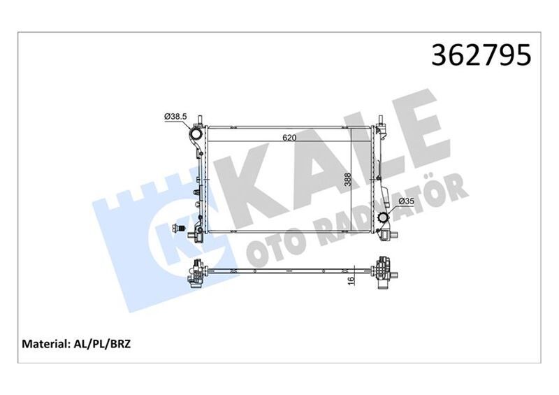 FIAT EGEA 1.6 15 20 MT BRAZING 620X388X16 SU RADYATÖRÜ