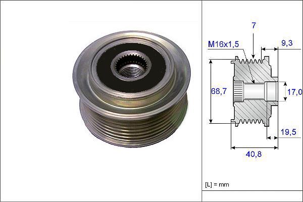ALTERNATÖR KASNAĞI RULMANLI HYUNDAI H1 STAREX 2.5 CRDİ 03-07 -KIA SORENTO 2.5 CRDI 02 7 KANAL