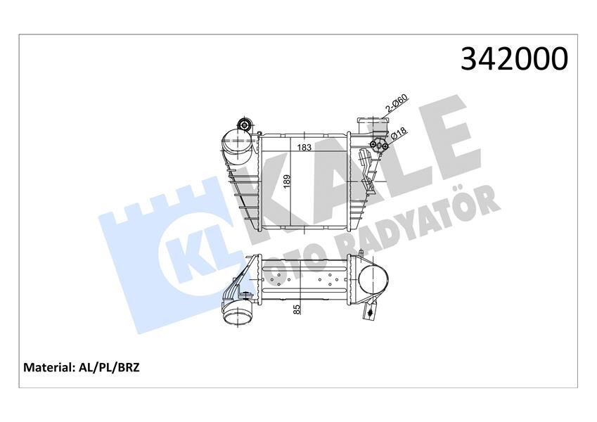 TURBO RADYATÖRÜ INTERCOOLER GOLF IV-BORA-A3-OCTAVIA-TOLEDO-LEON 1.9TDI 183X189.5X85 AL/PL/B