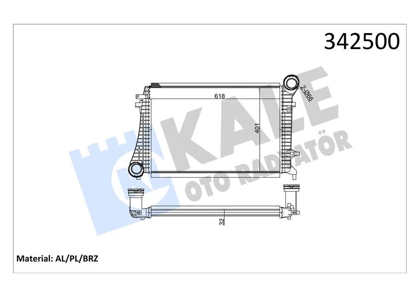 x TURBO RADYATÖRÜ INTERCOOLER A3-CADDY III-GOLF-JETTA-OCTAVIA-SUPERB-TOLEDO 615X406.6X32 AL-PL-