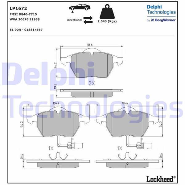 ÖN BALATA FİŞLİ BÜYÜK TİP PASSAT-A4-A6 97-04 GDB1307