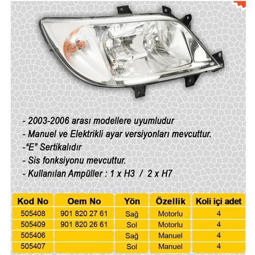 FAR SOL HALOJEN. MOTORLU MERCEDES SPRINTER B901 B904 00 06