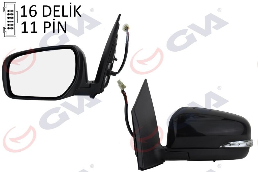 DIŞ DİKİZ AYNASI SOL KALEOS 10 ELEKTRİKLİ ISITMALI SİNYALLİ KATLANIR SENSÖRLÜ SİYAH KAPAK KONVEKS 11 FİŞ