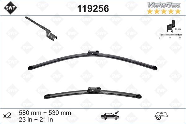 SWF VisioFlex Flat Blade X2 580 530 mm LAND ROVER Evoque 09/11 . Range Rover Evoque 09/11
