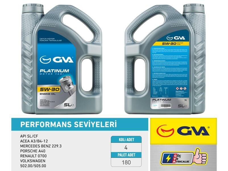 MOTOR YAĞI 5W30 5 LT PLATINUM TAM SENTETİK API SL/CF