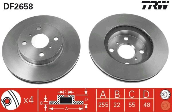 ÖN FREN AYNASI COROLLA 1.4 ie 16V 00-01 1.3 ie 16V 92-97 1.8 ie 16V 92-97 255x22x4DLxHAVALI