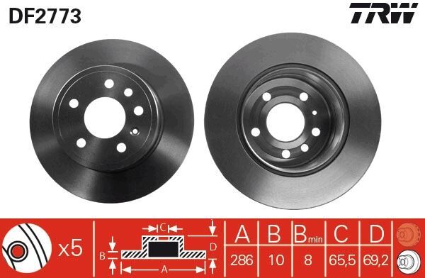 ARKA FREN AYNASI VECTRA B 96-02 SAAB 900 93-03 286 x 10 x 5DL DOLU 5084751-5391578-90495269
