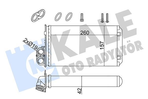 KALORİFER RENAULT TRAFIC II-OPEL VIVARO A-NISSAN PRIMASTAR 1.9/2.0/2.5DCI 01 CONTA İLAVELİ AL/MKNK 260X157X42 93198689