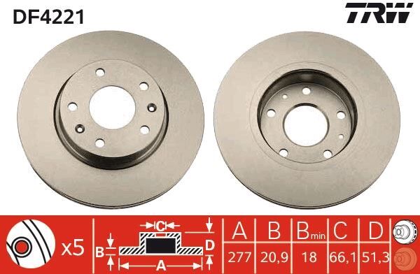 ÖN FREN AYNASI FREELANDER 2.0 TD4-1.8 16V-2.5 V6 1998-2006 277x20.9x5DLxHAVALI