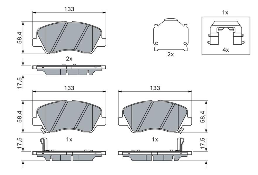 ÖN FREN BALATA HYUNDAI ACCENT BLUE 1.4L 1.6L benzinli 10- 1.6L CRDi dizel 10- / ELANTRA 1.6L D4FB G4FG 6 vites 16- / KIA RIO 1.4L D4FC 11-