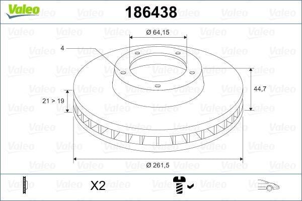ÖN ÖN FREN AYNASI CIVIC IV V VI 1.4 1.5-1.6VTEC 1.7 90/05 ROVER 200 400 25 45 262x21x4DLxHAVALI