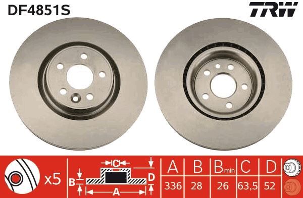 ON FREN DISK AYNASI HAVALI VOLVO S60 II 10 15 S80 II 06 V60 I 11 15 V70 III 07 15 XC70 II 09 15 336cm CAP
