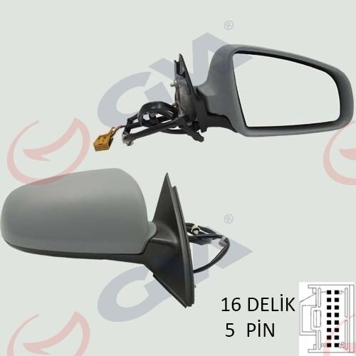 DIŞ DİKİZ AYNASI SAĞ A4 01 ELEKTRİKLİ ISITMALI ASTARLI KONVEKS 5 FİŞ VM-009EHR