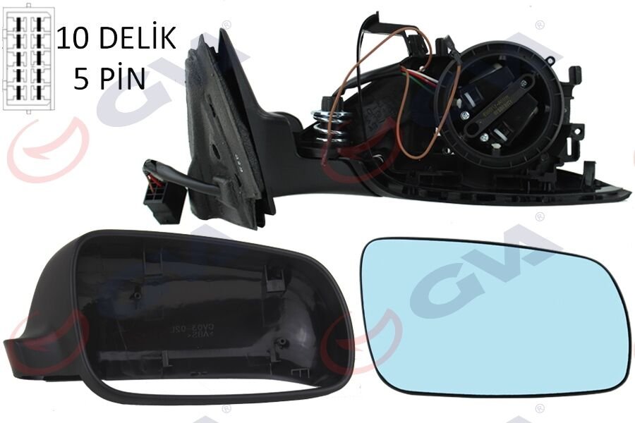 DIŞ DİKİZ AYNASI SAĞ A4 94 ELEKTRİKLİ ISITMALI MAVİ CAM KONVEKS KÜÇÜK TİP 5 FİŞ VM-004AL