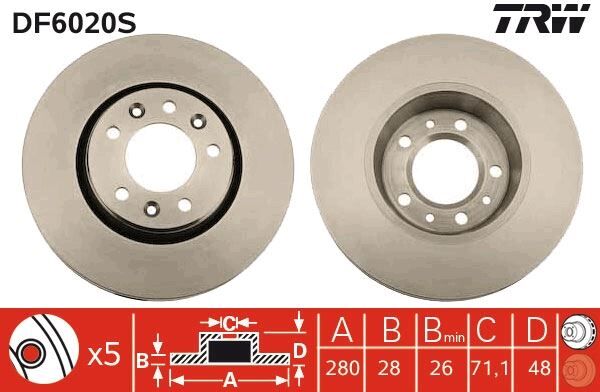 ÖN FREN DİSKİ EXPERT-JUMPY-SCUDO-PROACE 07 280x28x5 HAVALI ABS SIZ ARAÇLAR İÇİN