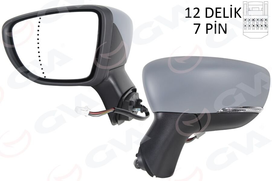 DIŞ DİKİZ AYNASI SOL ELETRİKLİ ISITMALI SİNYALLİ ASTARLI ASFERİK CAPTUR 17-