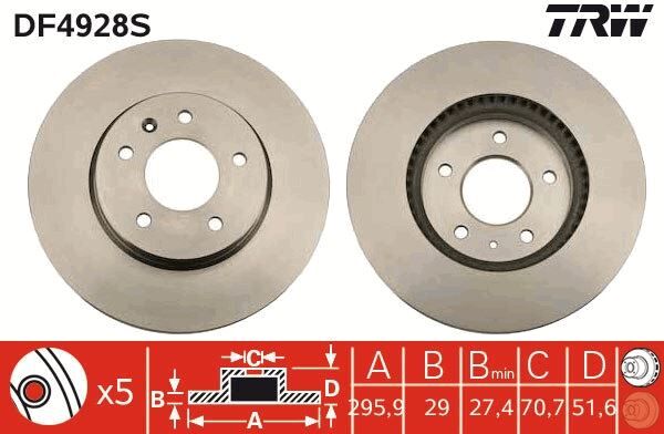 ÖN FREN AYNASI ADET ANTARA 2.4-3.2 V6-2.0CDTI 06 CAPTIVA 2.4-3.2-2.0D 06 296x29x5DLxHAVALI