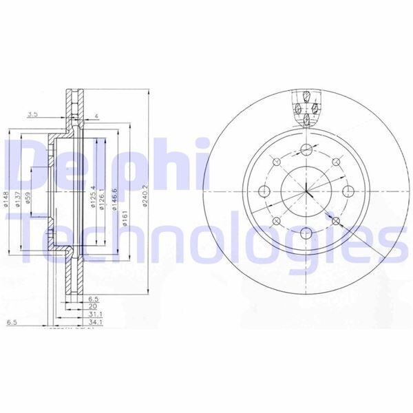 ON FREN DISKI FIAT 500 08 500C 09 PANDA 12 FORD KA 1.3 TDCİ 09 0.9-1.2-1.4-1.3DMTJ 240.5