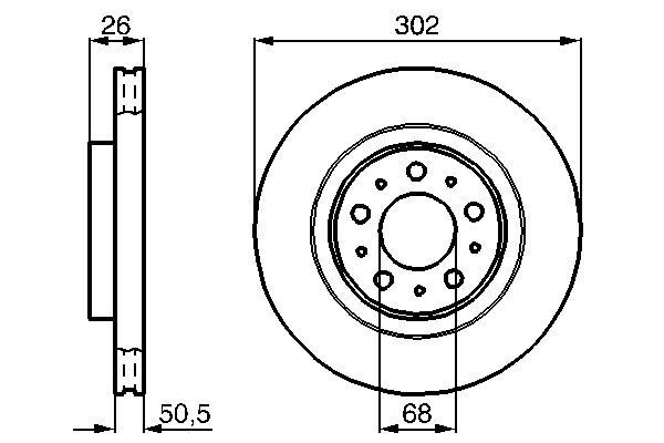ÖN FREN AYNASI HAVALI VOLVO V70 97-00 C70 97-05 S70 96-00 XC70 97-02 302x26x5DLxHAVALI