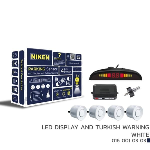PARK SENSÖRÜ LED EKRAN VE TURKCE UYARI BEYAZ 22MM