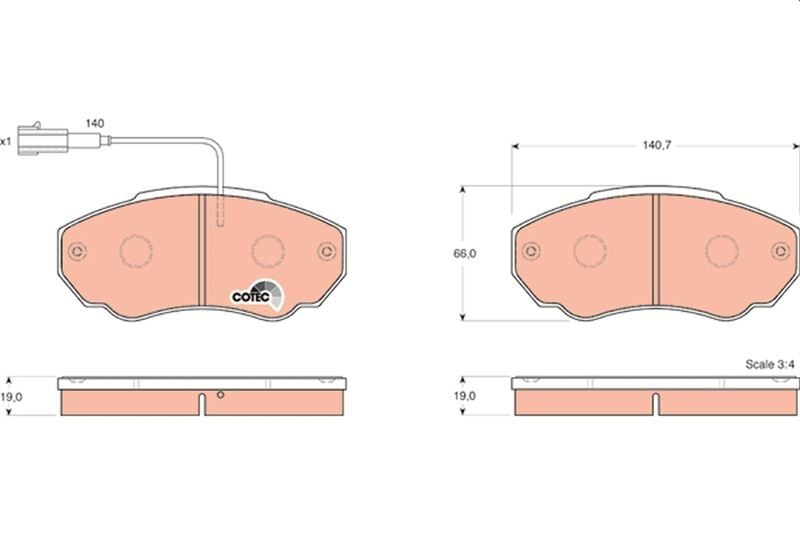 ÖN BALATA FİŞLİ DUCATO 02-06 BOXER 02-06 JUMPER 02-06 K.Ç TİP 1400 KG
