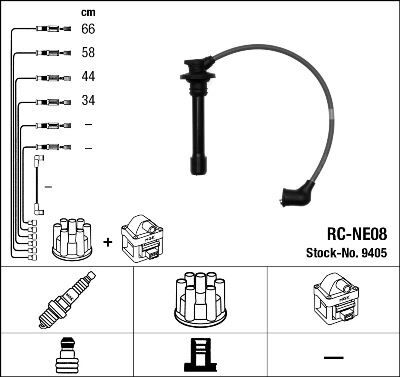 BUJİ KABLOSU NISSAN PRIMERA BUJİ KABLOSU 9405 1.6L GA16 P11 96-01 RC-NE08