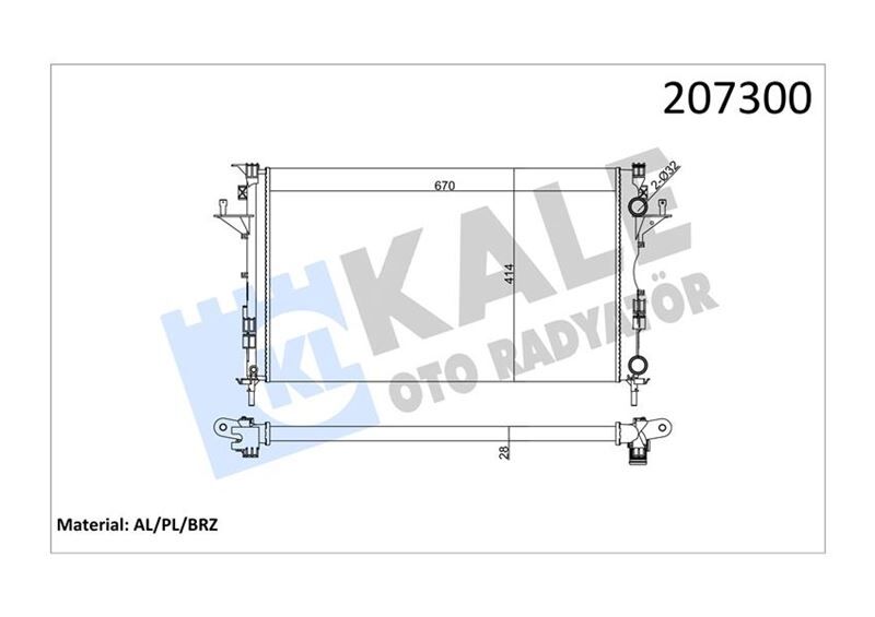 RADYATÖR LGN II 1.6-1.8-2.0-1.9 DCI AC MEK OTOM 670x399x26 2 SIRA AL SİSTEM