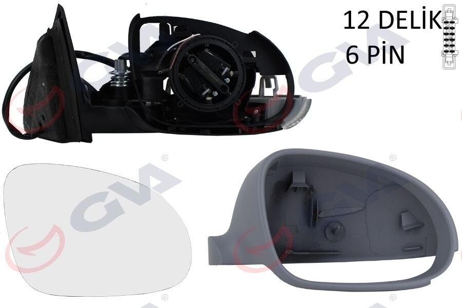 DIŞ DİKİZ AYNASI SAĞ PASSAT 03 ELEKTRİKLİ ISITMALI SİNYALLİ ASTARLI KONVEKS 6 FİŞ VM-199EHPR