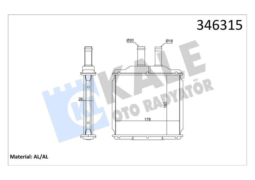 KALORİFER RADYATÖRÜ DAEWOO NUBIRA 1.6L F16D3 J200 03- / CHEVROLET LACETTI J200 05- - ALEMİNYUM
