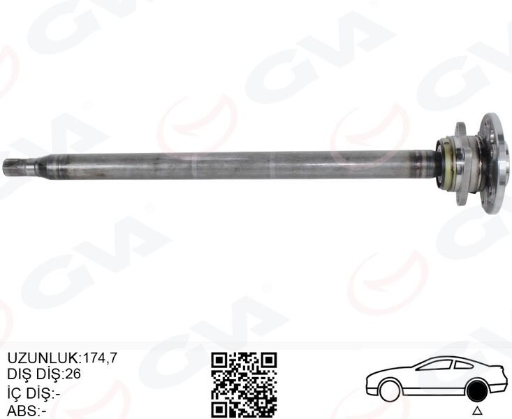 AKS MILI ARKA SAG INCE UZUN 893mm MERCEDES SPRINTER B906 . VW CRAFTER 30-35-50 Z:26-29 PORYALI