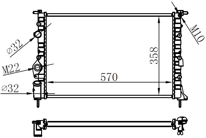 RADYATÖR BRAZİNG MGN 1.6i-2.0i 96-99 -2.0i 99 SCENIC I 1.9DTI-DCI 99-03 KLİMASIZ MEK 570x358x22