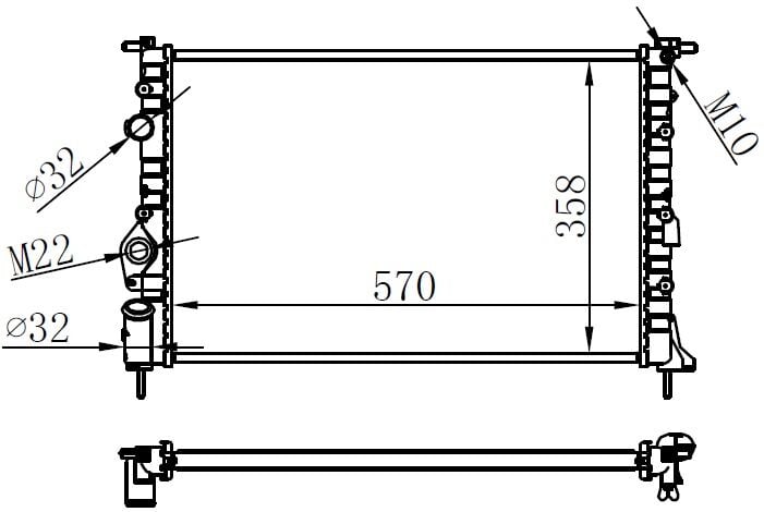 RADYATÖR BRAZİNG MGN 1.6i-2.0i 96-99 -2.0i 99 SCENIC I 1.9DTI-DCI 99-03 KLİMASIZ MEK 570x358x22