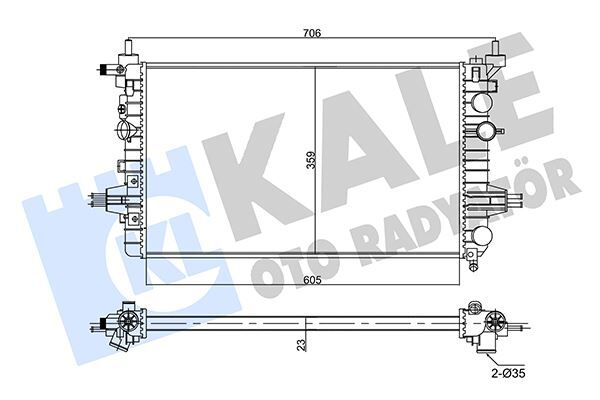 SU RADYATÖRÜ OPEL ASTRA H 04 ZAFIRA 05 1.6 1.8 MT AC NAC MEKANİK 605x359x23