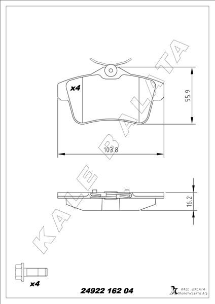 ARKA FREN BALATASI PEUGEOT P3008 09 16 P5008 09 17 P508 10 18 P308 GTI-RZC 10 14 CITROEN C4 09 16 DS4-DS5 11 15