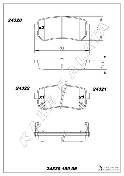 ARKA FREN BALATA HYUNDAI ACCENT ERA 1.4L G4EE 06-10 / İ30 1.4L 1.6L 08- / İX35 1.6L G4FD GDİ 11- / KIA CEED 1.4L 1.6L 07- / SPORTAGE 1.6L G4FD GDİ 09- / RIO 1.4L 1.6L 05- Sürtünme yüzeyi eğik