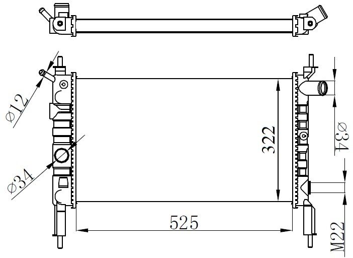 RADYATÖR ASTRA F 1.4I-1.6I KLİMASIZ MEK 525x322x34