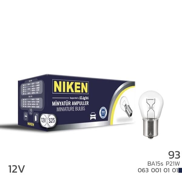 NIKEN 93 AMPUL DÜZ BA15s P21W 12V 10LU