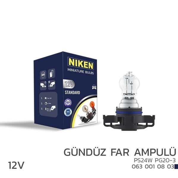 NIKEN 12V PS24W GÜNDÜZ FAR AMPULÜ PG20-3 10LU