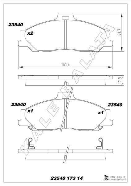 ÖN BALATA RANGER 2.5 D TD 4X4 99 3.0 TDCİ 05 MAZDA B SERİSİ 2.5 D TD 98 GDB3353