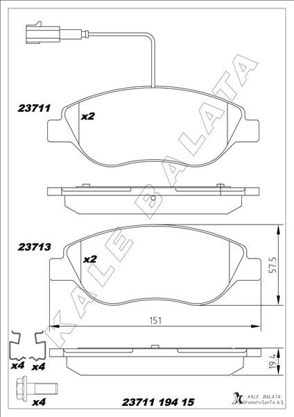 ÖN FREN BALATASI FİŞLİ FIAT BRAVO II 08 14 EGEA HB 15 ALFA ROMEO MITO 08 15 LANCIA DELTA III 08 1