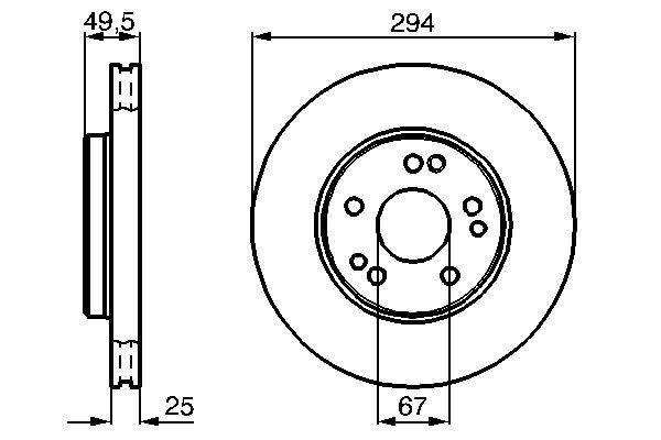FREN DİSKİ. ÖN. 294 / 25-22.4 MM . HAVA KANALLI. KAPLAMALI. YÜKSEK KARBON ALAŞIMLI