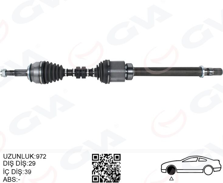 KOMPLE AKS SAĞ NISSAN QASHQAI 1.6L R9M DCI Manuel vites J11 14- 29x39 komple boy 972mm