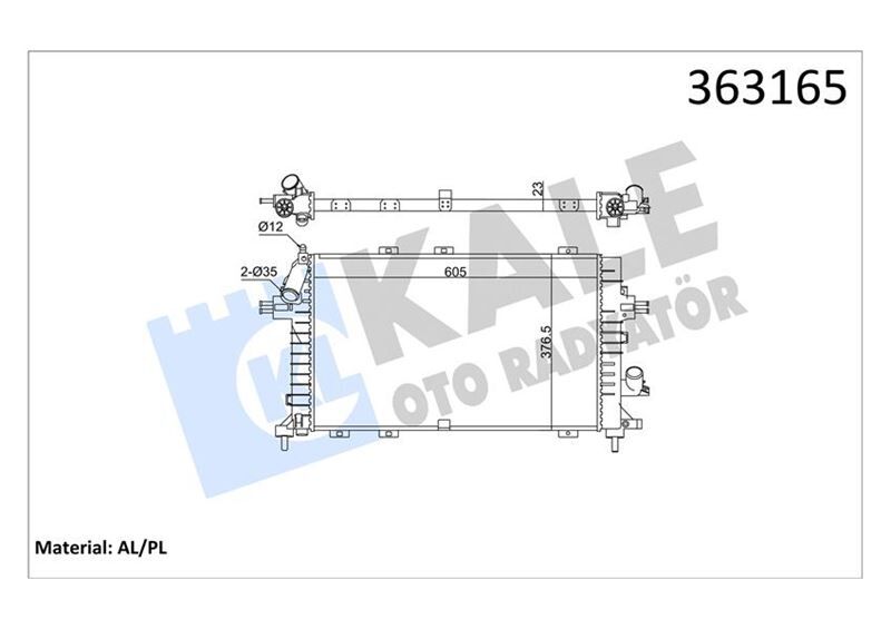 BRAZING VERSİYONU KL371300 OPEL ASTRA H 1.3/1.7/1.9 CDTI 04 ZAFIRA 1.7/1.9 CDTI 05 MT AC/NA C MEKANİK 605X376.5X23 SU RADYATÖRÜ