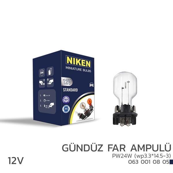 NIKEN 12V PW24W GÜNDÜZ FAR AMP wp3.3x14.5-3 10LU